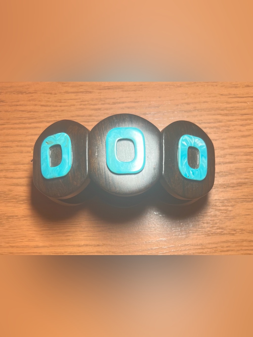 Wooden Bracelet with Marbled Blue Accents